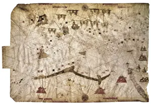 16th C Prints: Chart of Mediterranean Sea by Petru Russu