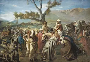 CHASSERIAU, Theodore (1819-1856). Caid visiting a Bedouin tribe (Cad visitant un douar). 1849. Romanticism. Orientalism. Oil on canvas. FRANCE. Paris. Louvre Museum
