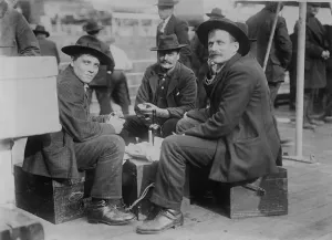 Steamers Prints: Three cheerful men (probably Germans)