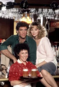 Long Prints: CHEERS, from left: Rhea Perlman (front), Ted Danson, Shelley Long, 1983, (1982-1993)
