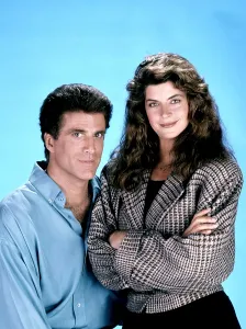 Danson Prints: CHEERS, from left, Ted Danson, Kirstie Alley, 1982-93 (ca. 1990 photo)