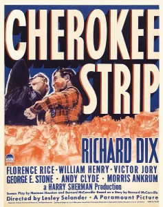 Flannel Shirt Prints: CHEROKEE STRIP, right: Richard Dix on window card, 1940