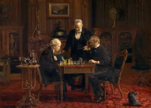 Upper Class Prints: THE CHESS PLAYERS, by Thomas Eakins, 1876, American painting, oil on wood