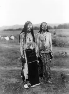 Oklahoma Prints: Cheyenne Sun dance pledgers-- Oklahoma. Photo by Edward Curtis c1910