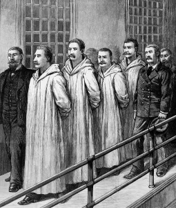 Riots Prints: Four Chicago anarchists convicted of murder of seven policemen during the Haymarket Riot of May 4