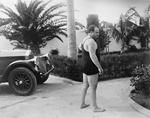 Sidewalk Prints: Chicago gangster Al Capone wearing a bathing suit at his Florida home