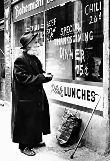 Business Cycles Prints: Chicago homeless man on Thanksgiving, 1952