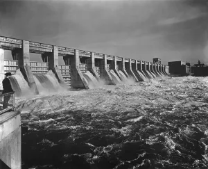 Electricity Prints: Chickamauga Dam spillway was built from 1936-1940 by the Tennessee Valley Authority