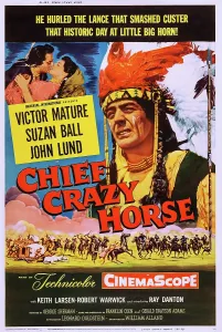 Images Dated 27th December 2013: CHIEF CRAZY HORSE, US poster, from left: Victor Mature, Suzan Ball, Victor Mature, 1955