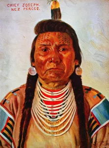 Chief Joseph, Nez Perc chief, head-and-shoulders portrait, facing front] / E.A. Burbank, Nespelem, Wash, color halftone ca. 1897