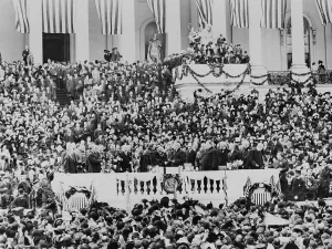 Formal Dress Prints: Chief Justice Edward White swearing in President Woodrow Wilson on March 4