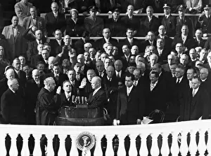 Hoover Prints: Chief Justice Fred Vinson administers the Oath of Office to Dwight Eisenhower