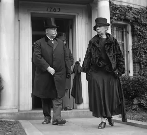 Couples Portraits Prints: Chief Justice William Howard Taft and Helen Herron Taft at the funeral of Justice Mahlon Pitney
