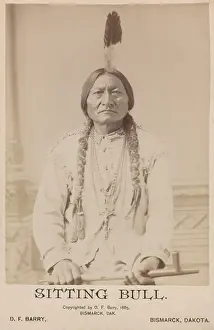 Producers Prints: Chief Sitting Bull holding peace pipe in 1885 cabinet card photo