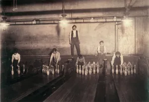Brooklyn Prints: Child labor, pin boys at a bowling alley