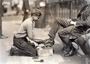Images Dated 17th November 2008: Child labor. Tony, a twelve year old bootblack at his station in Bowling Green