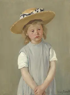 Pouting Prints: Child in a Straw Hat, by Mary Cassatt, 1886, American painting, oil on canvas