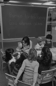 Teachers Prints: Children and their teacher in a bilingual classroom in the Washington D.C. metro area