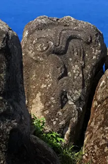 Chileans Prints: CHILE. VALPARAISO. Ahu Tongariki. Easter Island. Rapa Nui National Park. Orongo