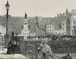 Attire Prints: Chile. Valparaso. Square in 1891. Engraving. AISA/Everett Collection**US SALES ONLY**