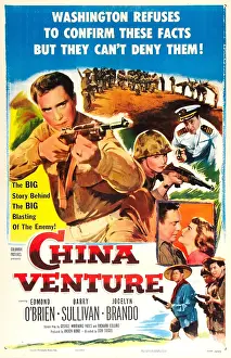 Images Dated 9th December 2013: CHINA VENTURE, US poster, Barry Sullivan (left) inset: Edmund O'brien
