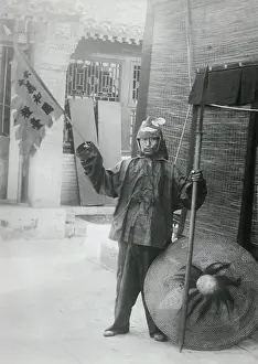 Shield Prints: Chinese Boxer with shield and banner on urban street