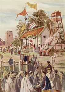 7 Continents Prints: Chinese Boxers enlisting at a military post presided over by a government Mandarin