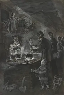 9 People Prints: Chinese men cook in a courtyard while under quarantine during a plague epidemic in San Francisco