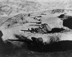 Defensive Prints: Chinese soldiers in fox holes during the Second Sino-Japanese War/ World War 2
