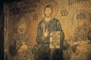 Thrace Prints: Christ enthroned between the Emperor Constantine IX Monomachus and the Empress Zoe
