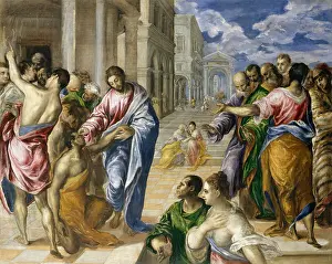 Healing Prints: CHRIST HEALING THE BLIND, by El Greco, 1570, Spanish painting, oil on canvas