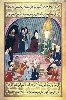 Persians Prints: Christian monks giving food to Muhammad