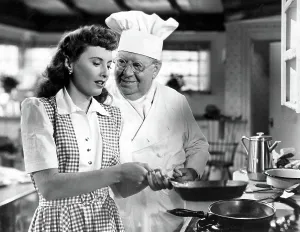 CHRISTMAS IN CONNECTICUT, Barbara Stanwyck, S.Z. Sakall, 1945