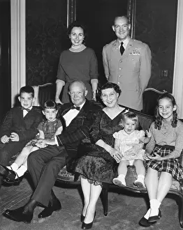 Holiday Prints: Christmas portrait of President Dwight and Mamie Eisenhower with their four grandchildren