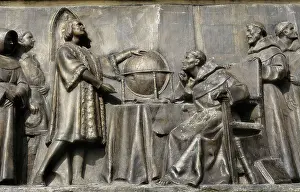 Columbus Prints: Christopher Columbus together with fray Juan Prez and other Franciscan monks in the Monastery de la Rbida