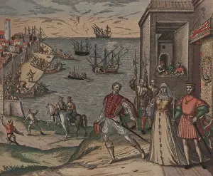 Port Prints: Christopher Columbus takes leave from his patrons King Ferdinand and Queen Isabella of Spain in 1492