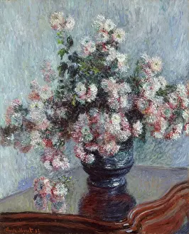 Bouquet Prints: Chrysanthemums, by Claude Monet, 1882, French impressionist painting, oil on canvas
