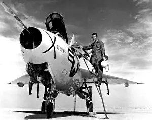 Air Force Prints: CHUCK YEAGER, with a Convair XF-29A plane during flight test operations