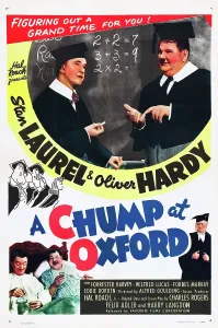 Counting Prints: A CHUMP AT OXFORD, top and bottom l-r: Stan Laurel, Oliver Hardy on poster art, 1940