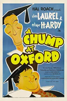 Graduation Cap Prints: A CHUMP AT OXFORD, from top: Stan Laurel, Oliver Hardy, 1940