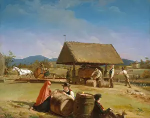 Dogs Prints: CIDER MAKING, by William Sidney Mount, 1840-41, American painting, oil on canvas