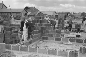Images Dated 6th March 2012: Cinder block construction, Jersey Homesteads, Hightstown, New Jersey