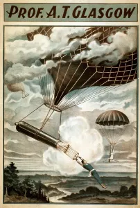 Images Dated 18th August 2008: Circus aerial acts went higher that the tent by performing from balloons. 1898 poster