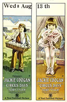 Curtains Prints: CIRCUS DAYS, left and right: Jackie Coogan on door panel style posters, 1923