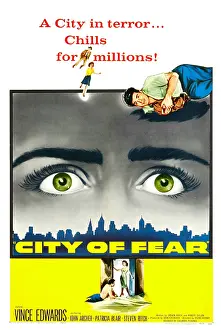 Eyes Prints: CITY OF FEAR, US poster, Vince Edwards (top right), 1959