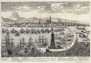 Technician Prints: The city and the harbour of Barcelona in 18th c