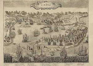 Gaditan Prints: City and harbour of Cadiz. Engraving