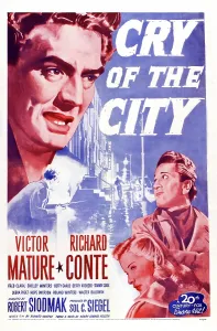 Images Dated 13th March 2015: CRY OF THE CITY, US poster art: top left: Victor Mature; bottom right: Richard Conte