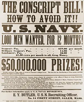 Lcgr1810 Prints: US Civil War. 1863 Union recruiting poster headline reads: THE CONSCRIPT BILL! HOW TO AVOID IT!
