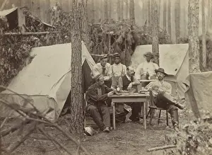 Chairs Prints: US Civil War, August 1864. Officers of 114th Pennsylvania Infantry play cards at the battlefront of Petersburg